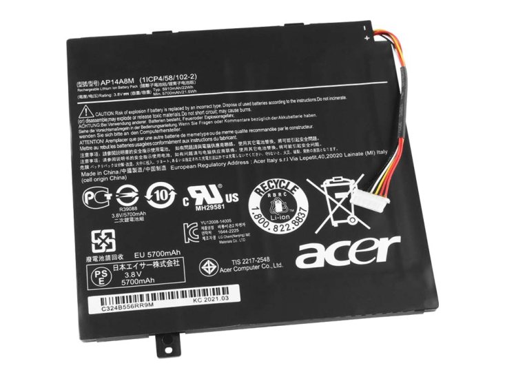 Acer Iconia Tab 10 A3-A20-K1AY A3-A20-K3BG Batteria 22Whr - Clicca l'immagine per chiudere