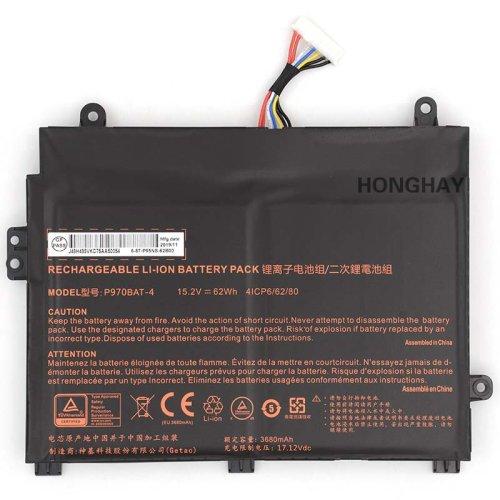 3680mAh 62Wh 4-Cell Clevo P970RN P960EF Batteria