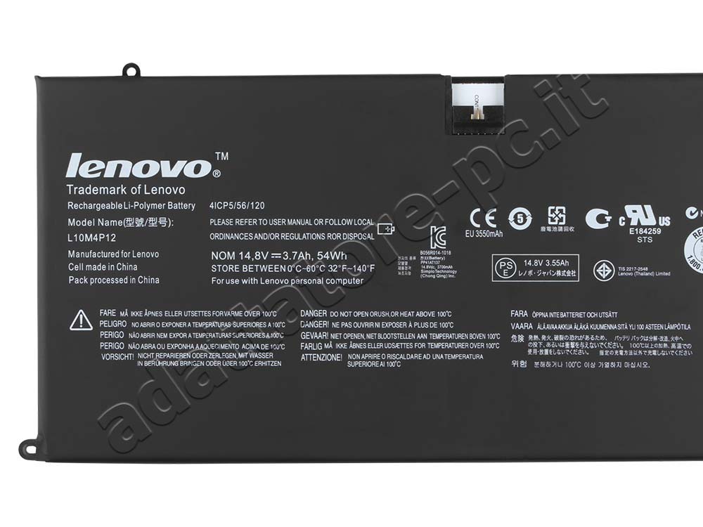 Originale 54Wh 3700mAh 8 Cell Batteria Lenovo IdeaPad U300s 1080-28U