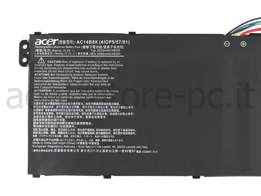 Originale Acer AC14B8K Batteria 48Wh 3220mAh 4-Cell