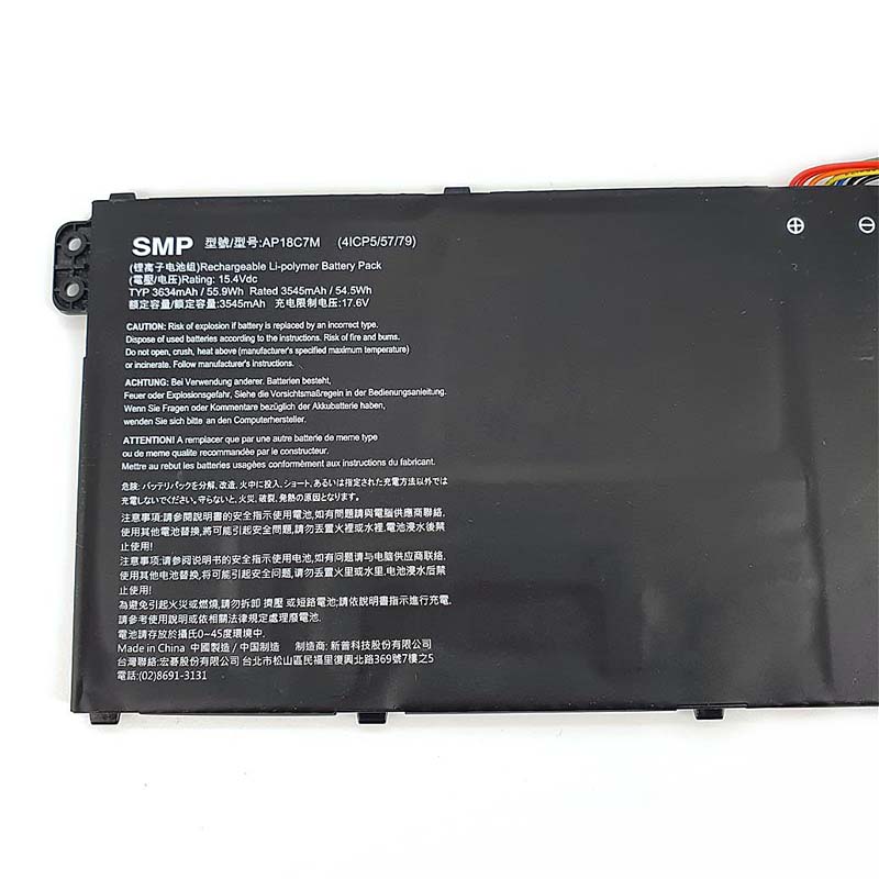 3634mAh 55.9Wh 4-Cell Acer Spin 3 SP313-51N-56YV Batteria