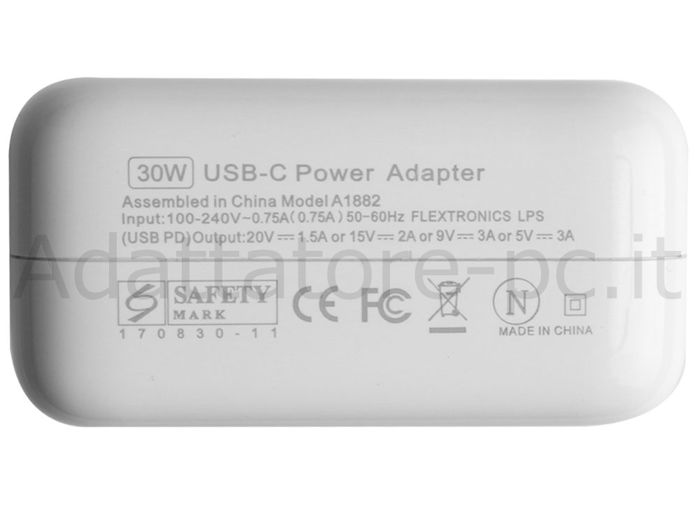 30W USB-C Apple A1584 A1652 Alimentatore Adattatore