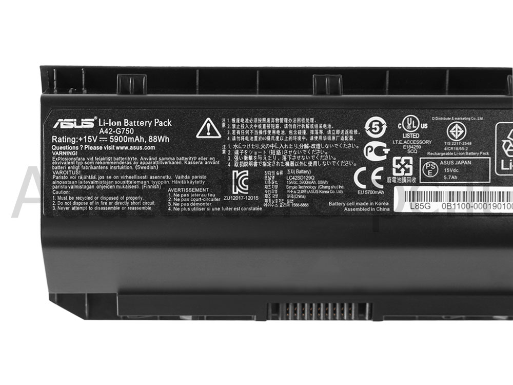 Asus A42-G750 0B110-00200000 G750JS-RS71 Batteria 5900mah