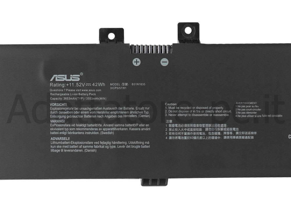 Originale 3650mAh Batteria Asus VivoBook X705NA-BX033T X705NA-BX042