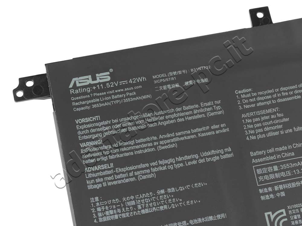 Originale 42Wh 3653mAh 3-Cell Asus A571GT Batteria