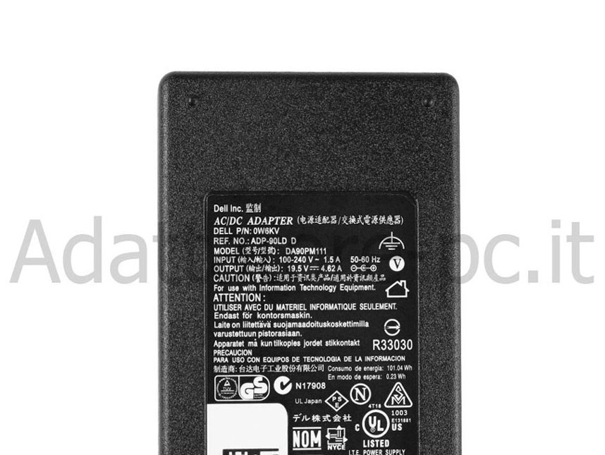 Dell Inspiron 7590 2-in-1 P84F P84F00 Alimentatore Adattatore 90W