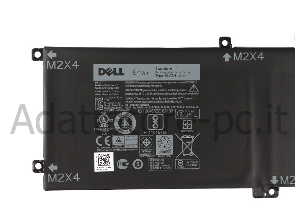 Originale 84Wh 7600mAh 6 Cell Batteria Dell Precision 15 5510