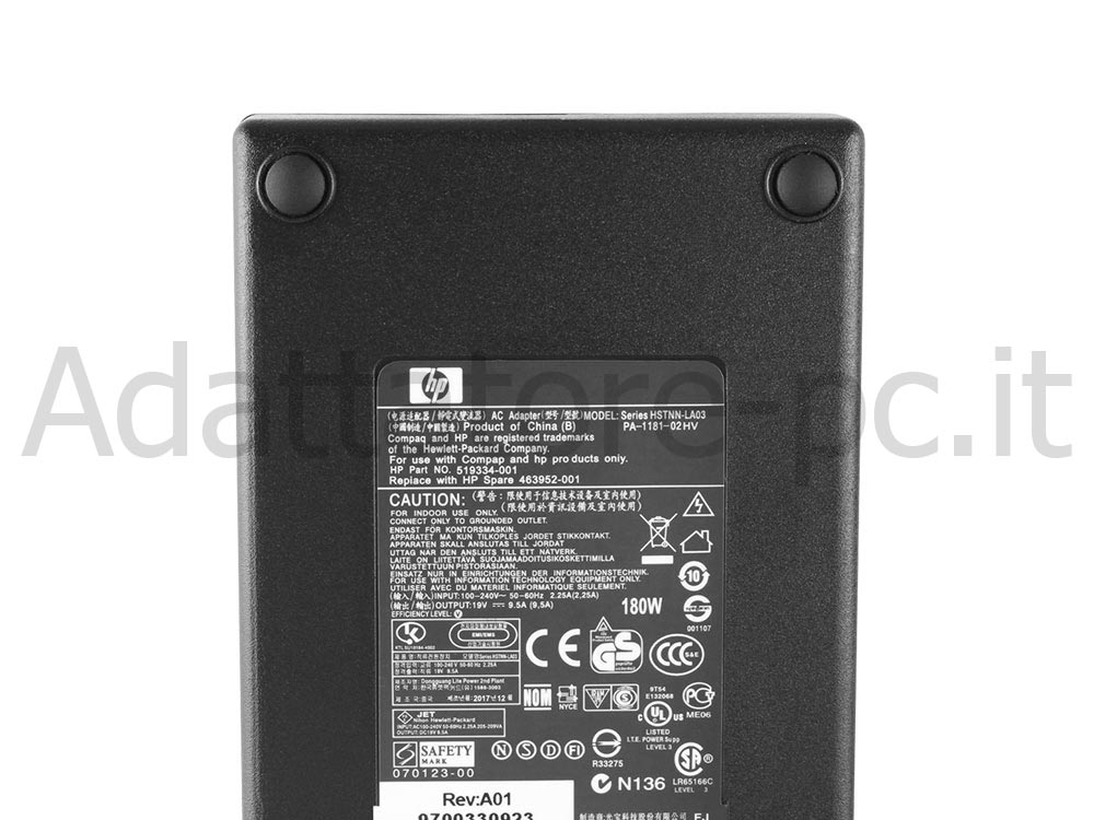 Originale Alimentatore Adattatore Caricabatterie HP Pavilion TouchSmart 23-f410ej 180W