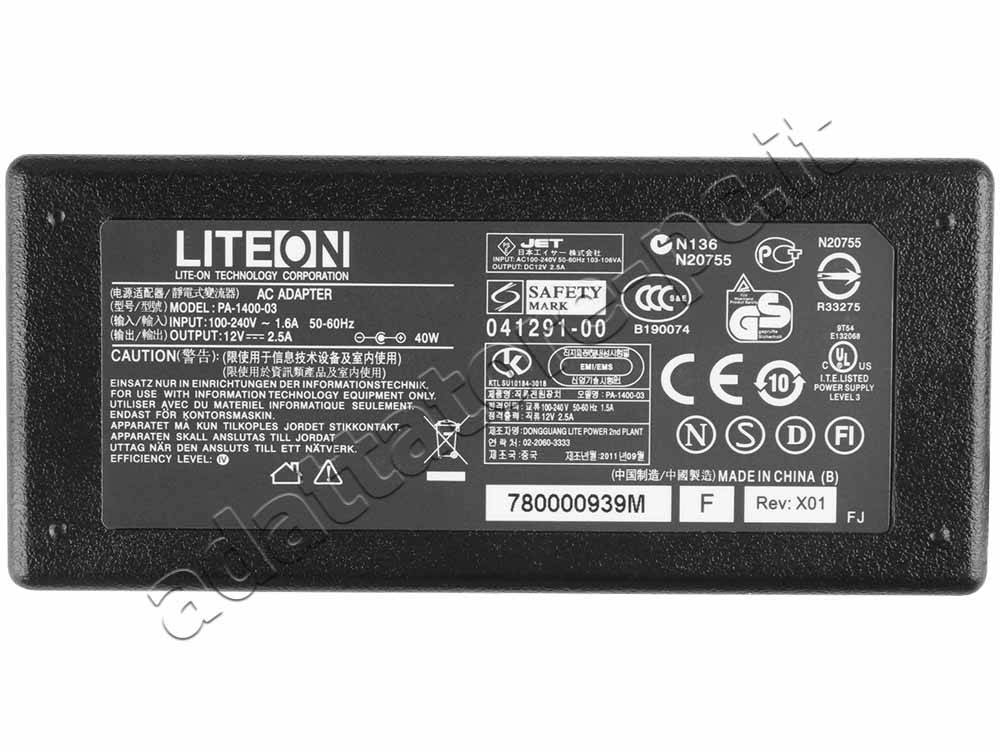 12V Dell H5X6F 0H5X6F Alimentatore Adattatore