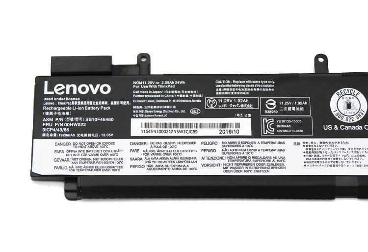 Originale Lenovo 00HW023 Batteria 24Wh 2090mAh