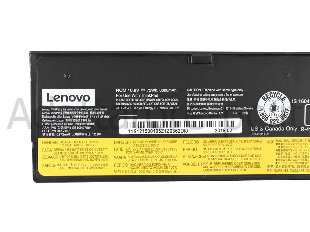 Originale Lenovo 01AV424 Batteria 72Wh 6600mAh