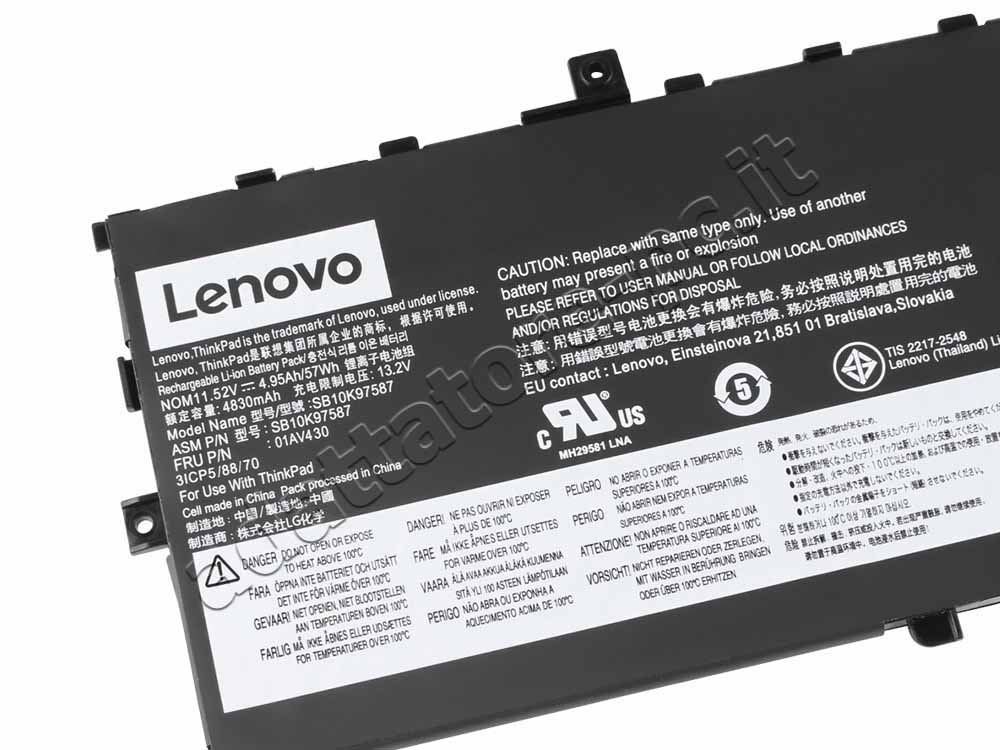 Originale Lenovo 01AV431 Batteria 57Wh 4950mAh 3-Cell