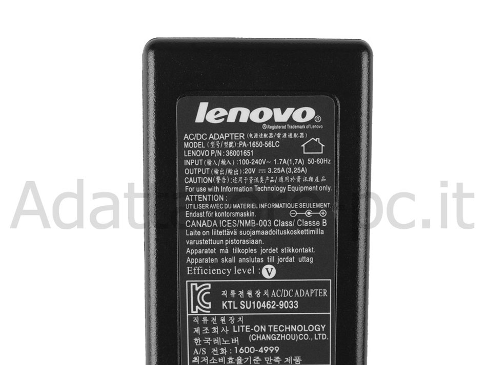 Originale Alimentatore Adattatore Caricabatterie Lenovo PA-1650-56LC 65W