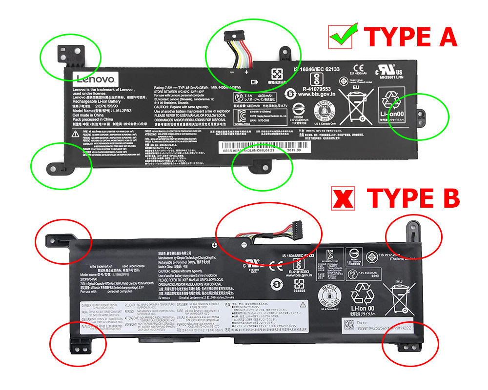 Originale 4610mAh 35Wh 2-Cell Lenovo Ideapad 3 15IIL05 81WE Batteria