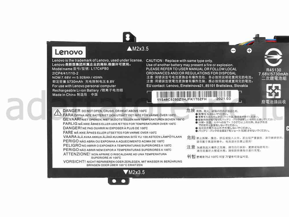 Originale Lenovo L17C4PB0 Batteria 45Wh 5928mAh