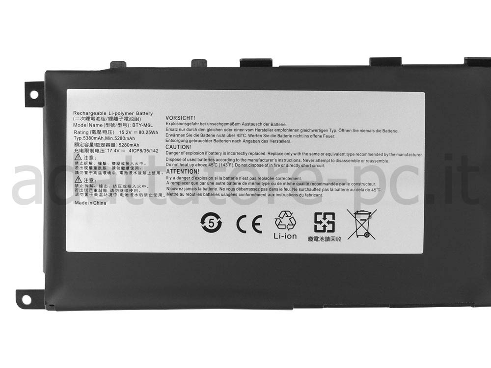 Originale 5380mAh Batteria MSI GS65