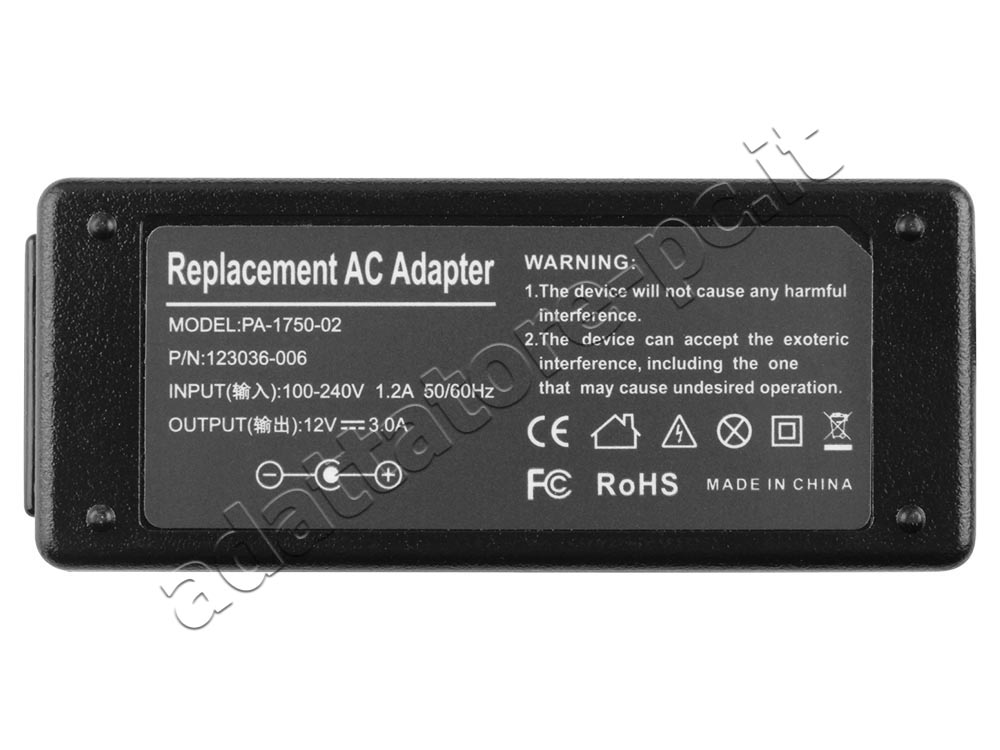 Alimentatore Adattatore Caricabatterie Toshiba AT15LE-A32 PDA0EU-00101Y 36W