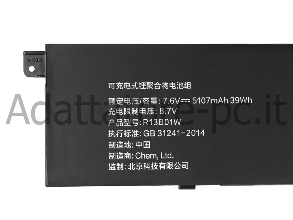 Originale 5107mAh 39Wh Batteria Xiaomi Mi Air 13.3